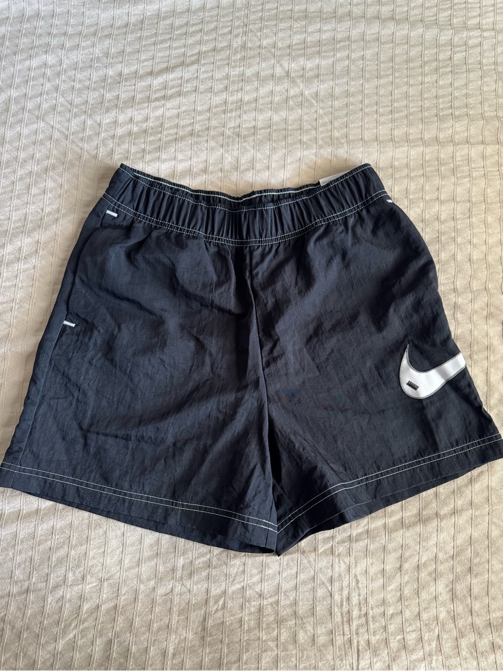 Nike Black Women's Athletic Shorts with White Swoosh